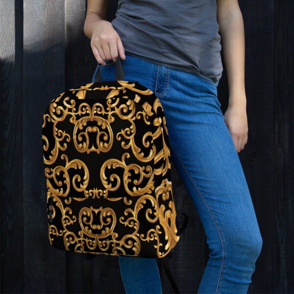 Designer Backpack For Women & Men | Best Laptop School College Travel Carry On Bag | Black Luxury Gold