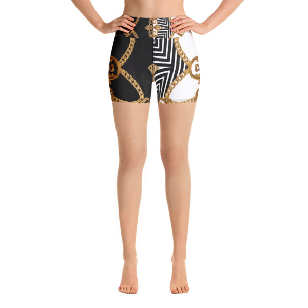 Yoga Shorts For Women | Hot Yoga Exercise Pants | Black White Gold