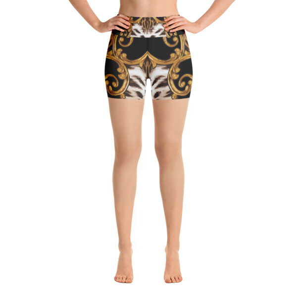 Yoga Shorts For Women | Hot Yoga Exercise Pants | Black Gold Leopard Print
