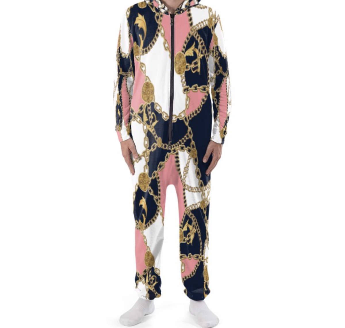 Adult Onesies For Women & Men | Hooded Pajamas | White Pink Navy Blue