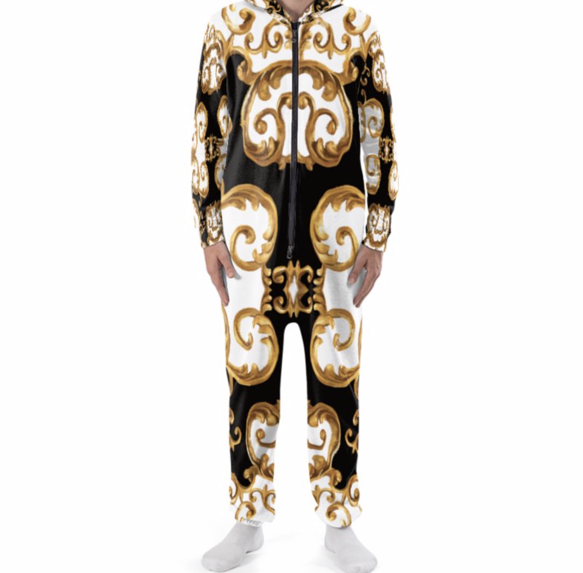 Adult Onesies For Women & Men | Hooded Pajamas | White Black Gold