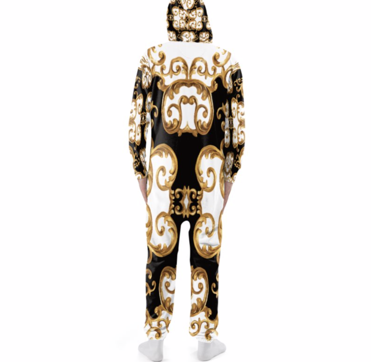 Adult Onesies For Women & Men | Hooded Pajamas | White Black Gold - Image 2