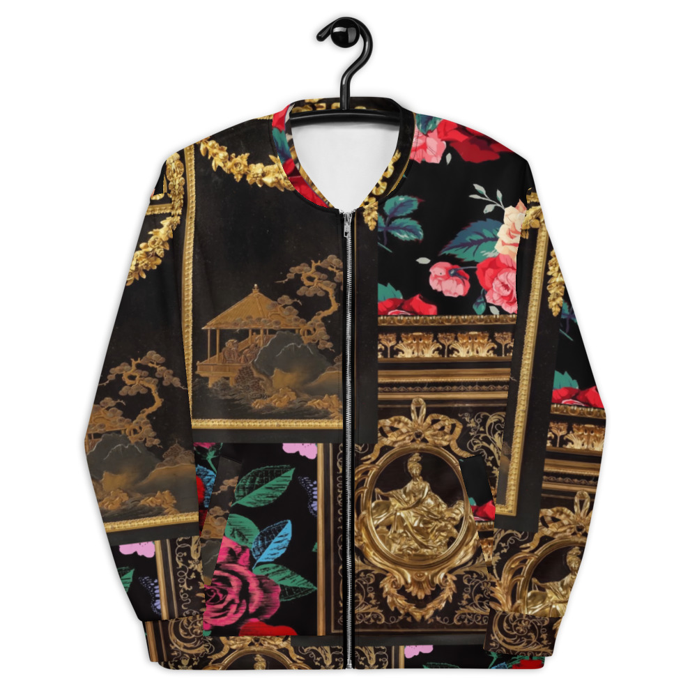 Bomber Jacket | Designer Luxury For Women & Men | Gold Black Floral