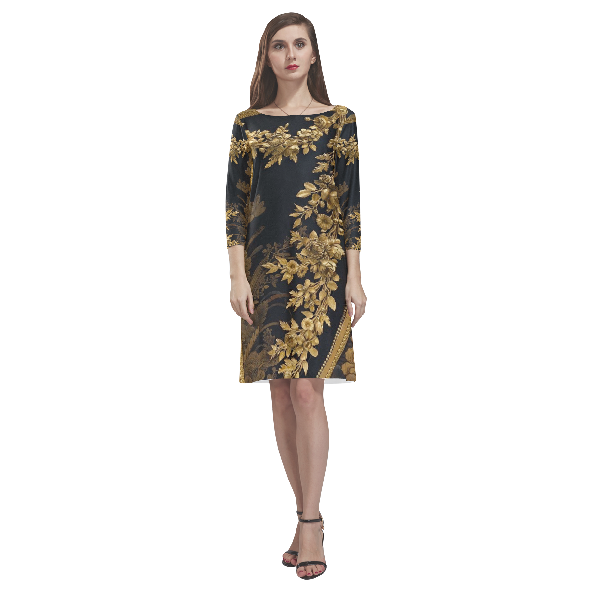 Designer Long Sleeve Dress For Women | Black Gold