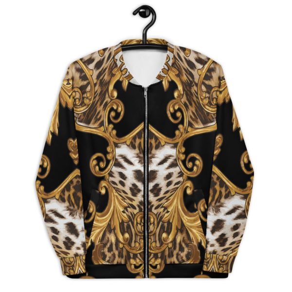 Bomber Jacket | Designer Luxury For Women Men | Leopard Print Gold Black
