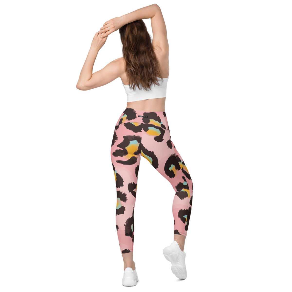 High Waisted Leggings Printed Pink Leopard Print Patterned - Image 8