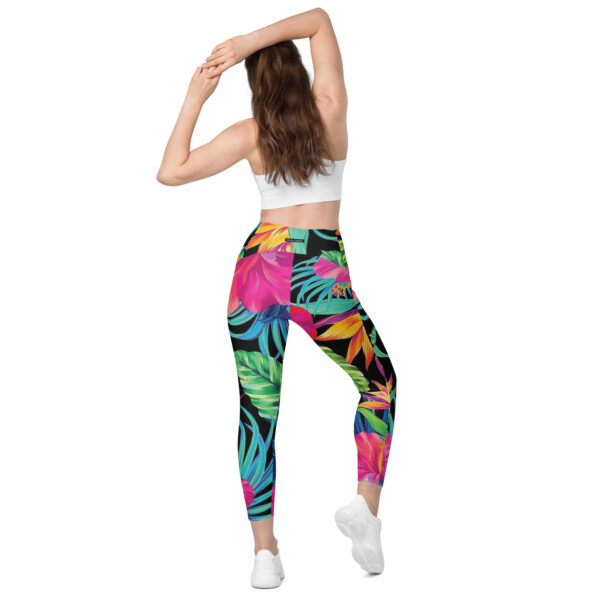High Waisted Leggings For Women | Best Designer Workout Gym Athletic Yoga Pants | Printed Green Black Floral Patterned