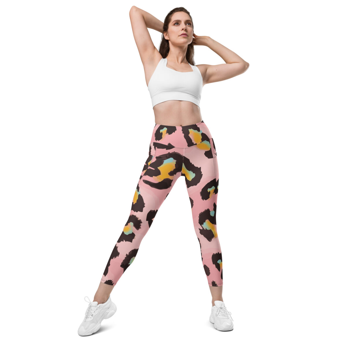 High Waisted Leggings Printed Pink Leopard Print Patterned - Image 7