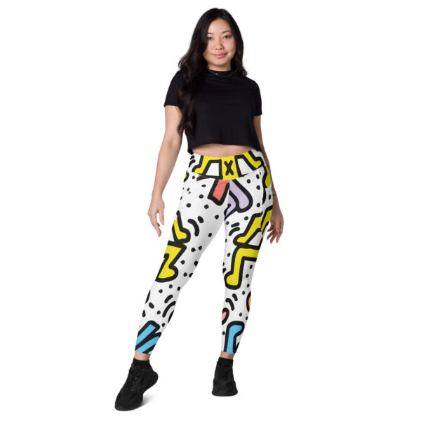 High Waisted Leggings For Women | Best Designer Workout Gym Athletic Yoga Pants | Printed White Yellow Black Patterned