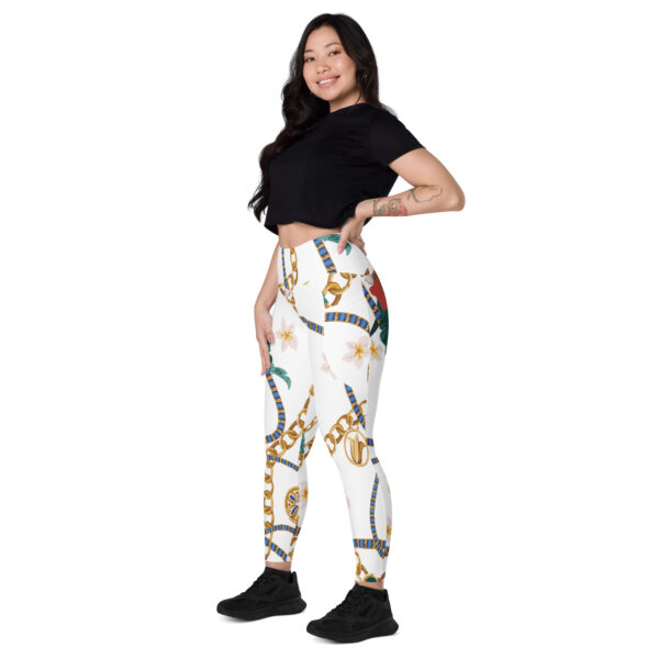 High Waisted Leggings For Women | Best Designer Workout Gym Athletic Yoga Pants | Printed White Patterned