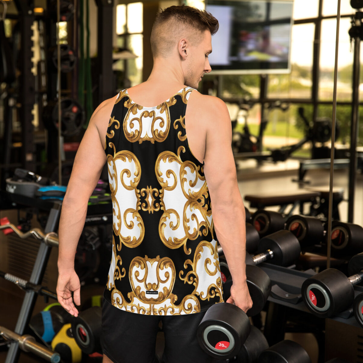 Tank Top For Men & Women | Casual Workout Gym Athletic Yoga Graphic Tank Top | White Black Gold Printed - Image 2