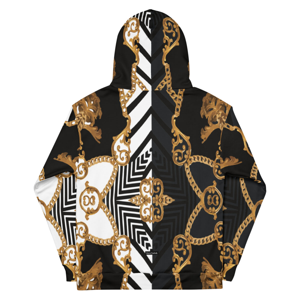 Designer Hoodie For Men & Women | Streetwear Essentials Graphic Cool Hoodies | Black White Baroque Gold - Image 2