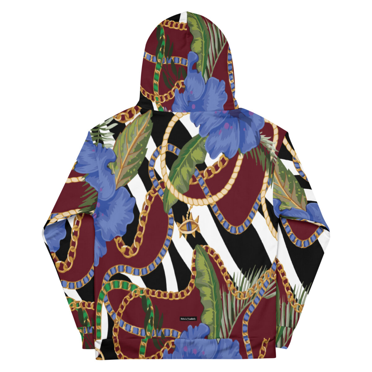 Designer Hoodie For Men & Women | Streetwear Essentials Graphic Cool Hoodies | Red Black White Striped Floral - Image 2
