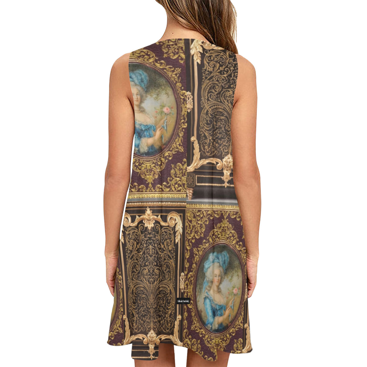 A – Line Dress For Women | Short Patterned | Brown Baroque Gold - Image 2