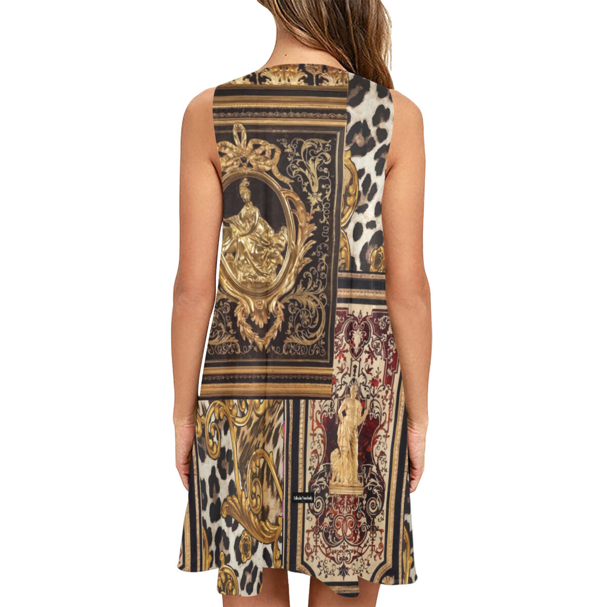 A – Line Dress For Women | Short Patterned | Leopard Print Baroque Gold - Image 2