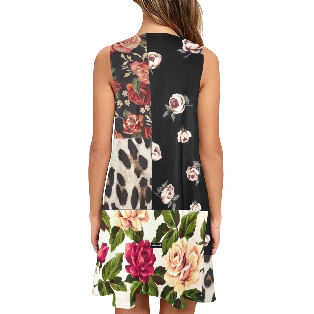 A – Line Dress For Women | Short Patterned | Black White Floral Leopard Print - Image 2