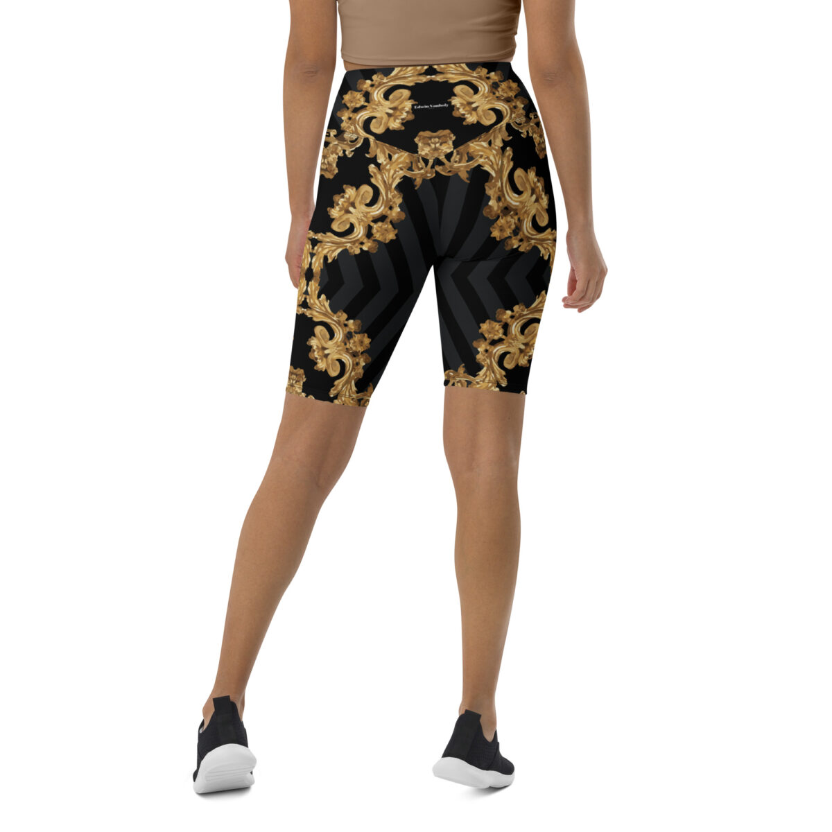 Biker Shorts For Women | Cycling Workout Mountain Bike Bicycle Shorts | Black Gold - Image 5
