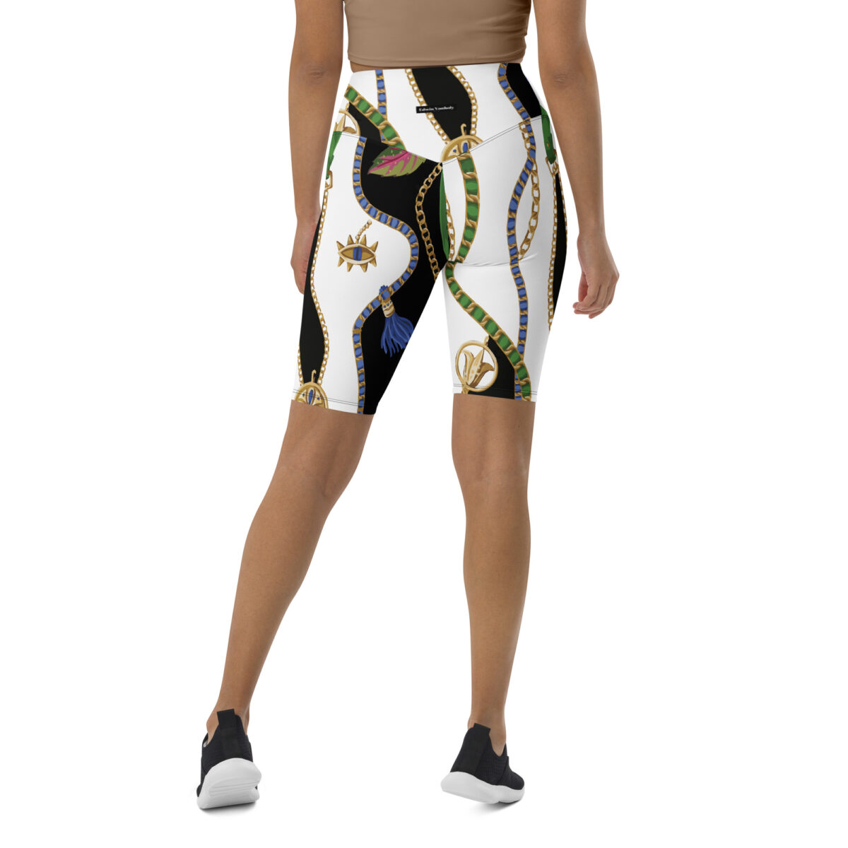 Biker Shorts For Women | Cycling Workout Mountain Bike Bicycle Shorts | Black White Gold - Image 5