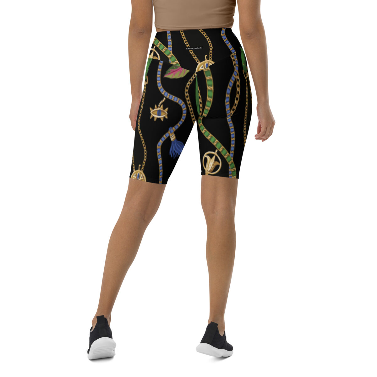 Biker Shorts For Women | Cycling Workout Mountain Bike Bicycle Shorts | Black Floral - Image 5
