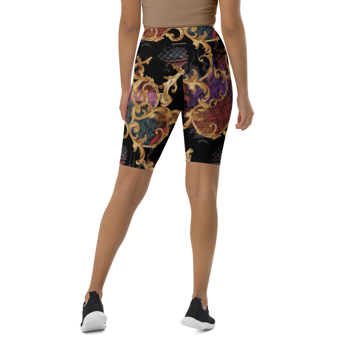 Biker ShortsBiker Shorts For Women | Cycling Workout Mountain Bike Bicycle Shorts | Black Gold - Image 5
