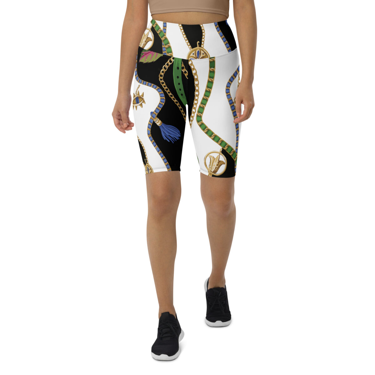 Biker Shorts For Women | Cycling Workout Mountain Bike Bicycle Shorts | Black White Gold