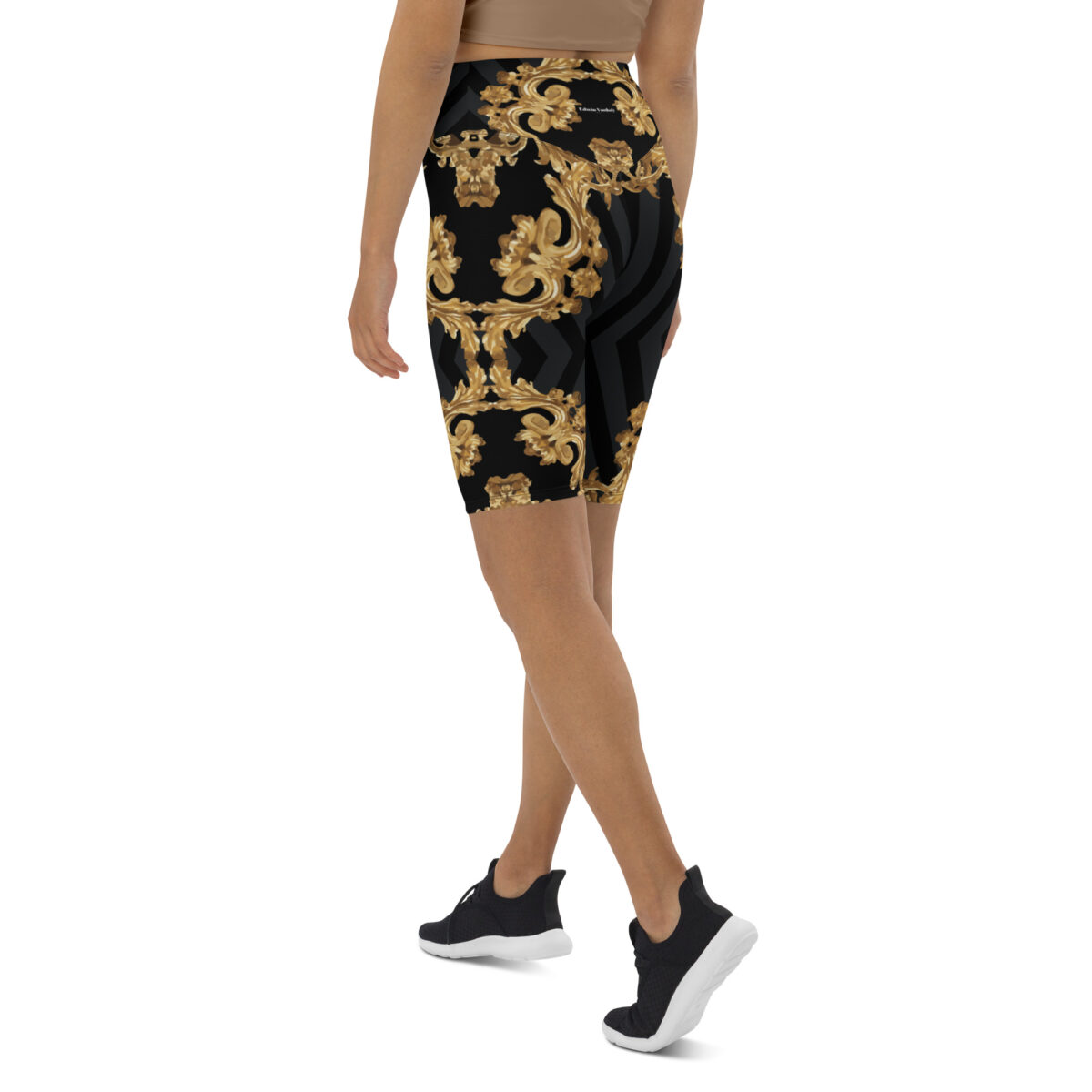 Biker Shorts For Women | Cycling Workout Mountain Bike Bicycle Shorts | Black Gold - Image 3