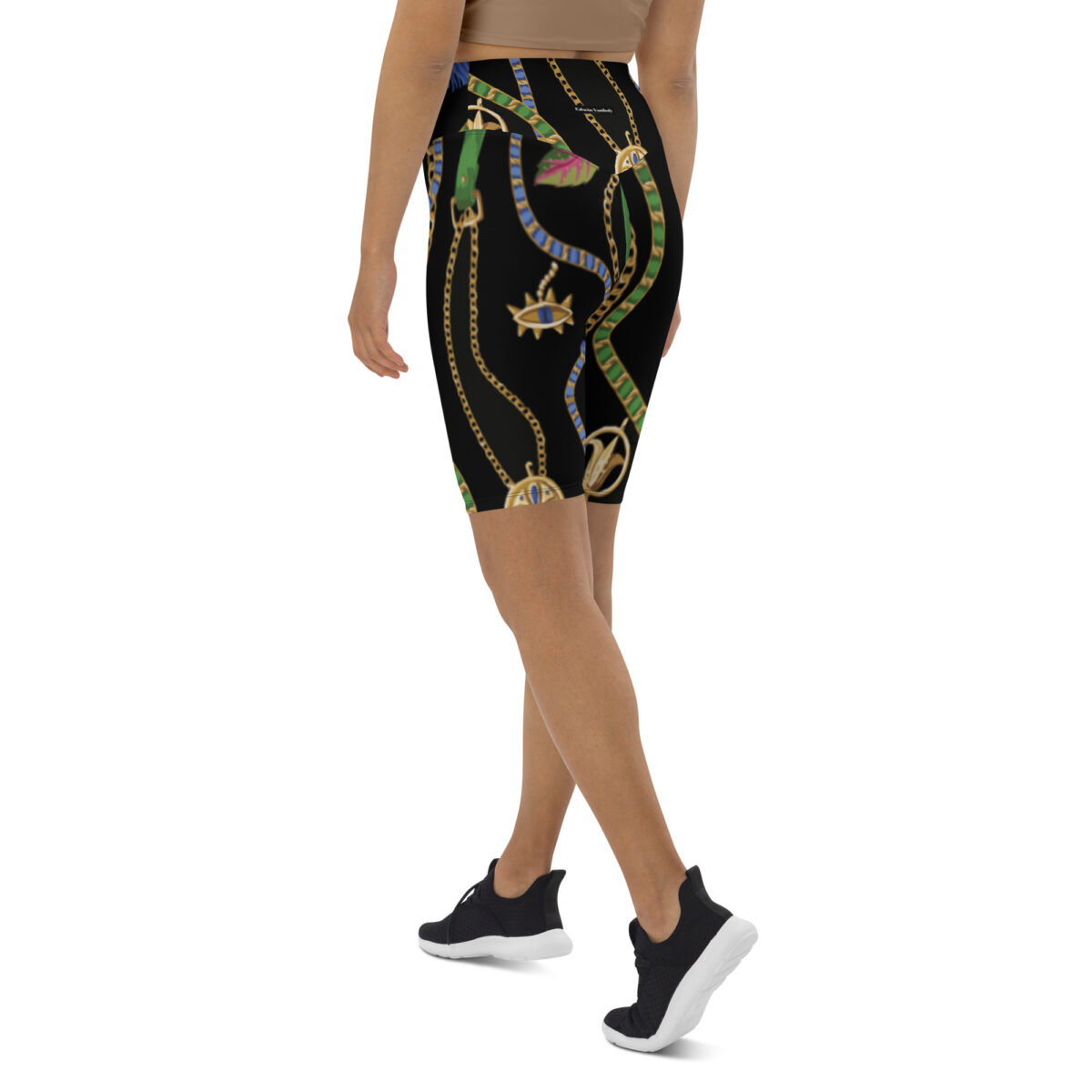 Biker Shorts For Women | Cycling Workout Mountain Bike Bicycle Shorts | Black Floral - Image 3