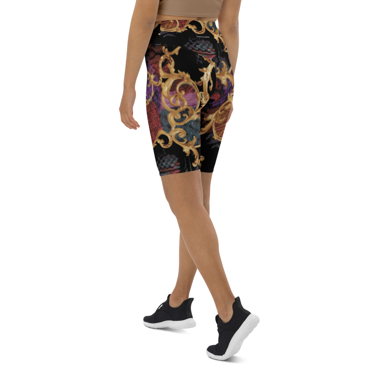 Biker ShortsBiker Shorts For Women | Cycling Workout Mountain Bike Bicycle Shorts | Black Gold - Image 3