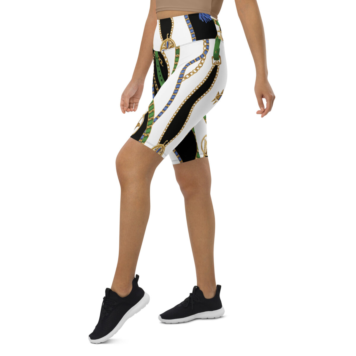 Biker Shorts For Women | Cycling Workout Mountain Bike Bicycle Shorts | Black White Gold - Image 4