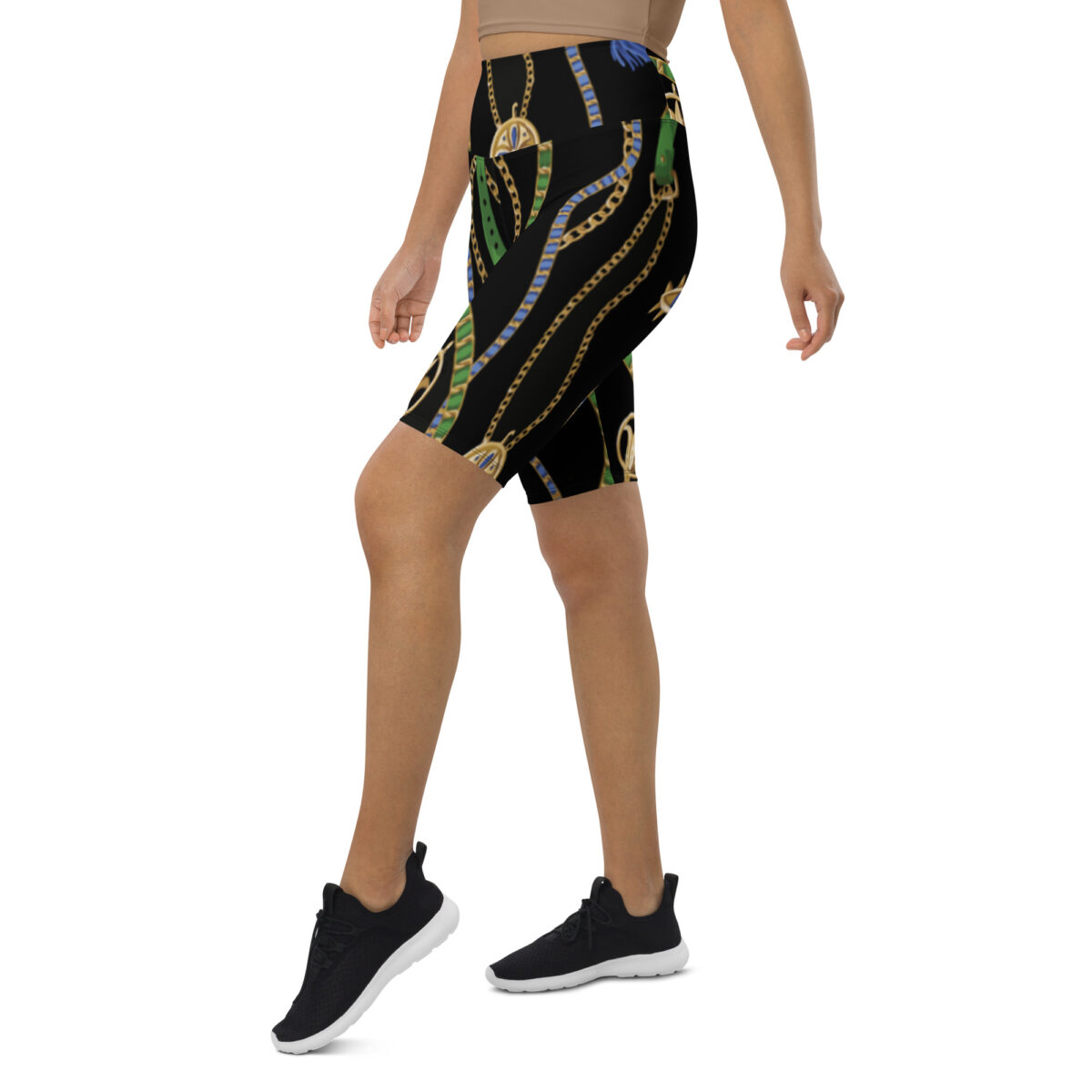 Biker Shorts For Women | Cycling Workout Mountain Bike Bicycle Shorts | Black Floral - Image 4