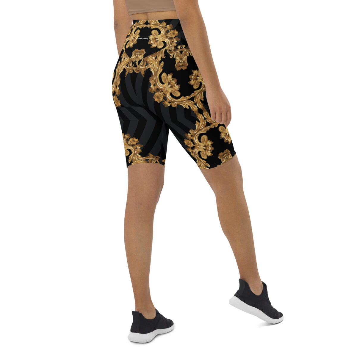 Biker Shorts For Women | Cycling Workout Mountain Bike Bicycle Shorts | Black Gold - Image 6