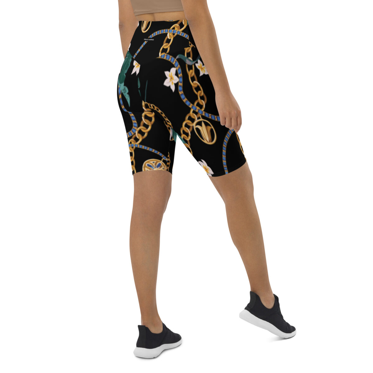 Biker Shorts For Women | Cycling Workout Mountain Bike Bicycle Shorts | Black Floral - Image 6