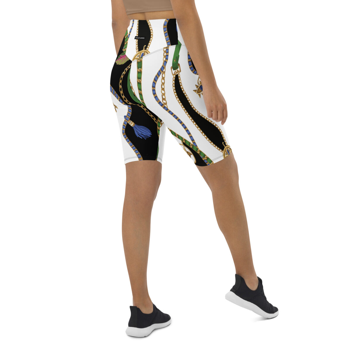 Biker Shorts For Women | Cycling Workout Mountain Bike Bicycle Shorts | Black White Gold - Image 6
