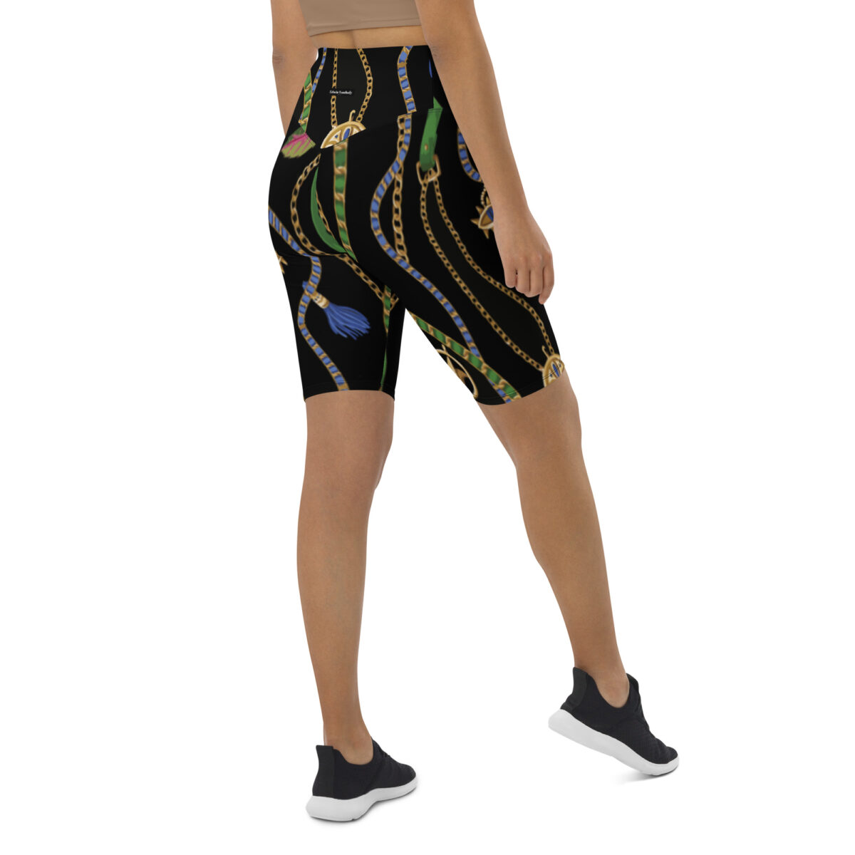 Biker Shorts For Women | Cycling Workout Mountain Bike Bicycle Shorts | Black Floral - Image 6
