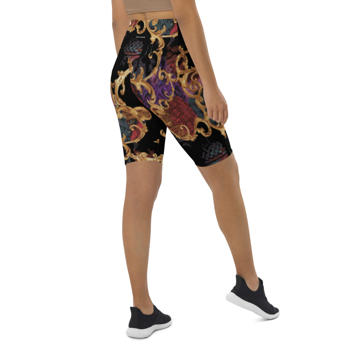Biker ShortsBiker Shorts For Women | Cycling Workout Mountain Bike Bicycle Shorts | Black Gold - Image 6