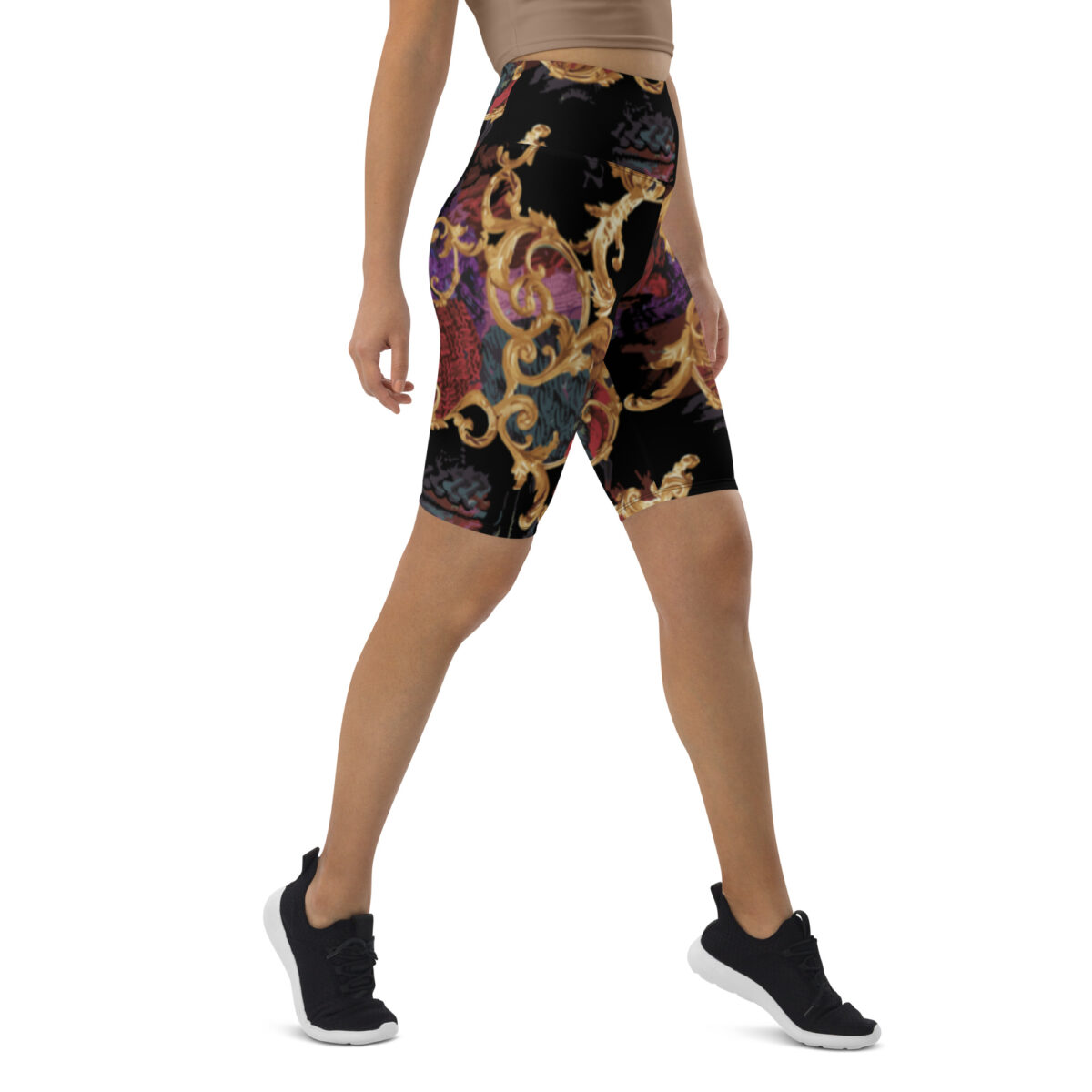 Biker ShortsBiker Shorts For Women | Cycling Workout Mountain Bike Bicycle Shorts | Black Gold - Image 2