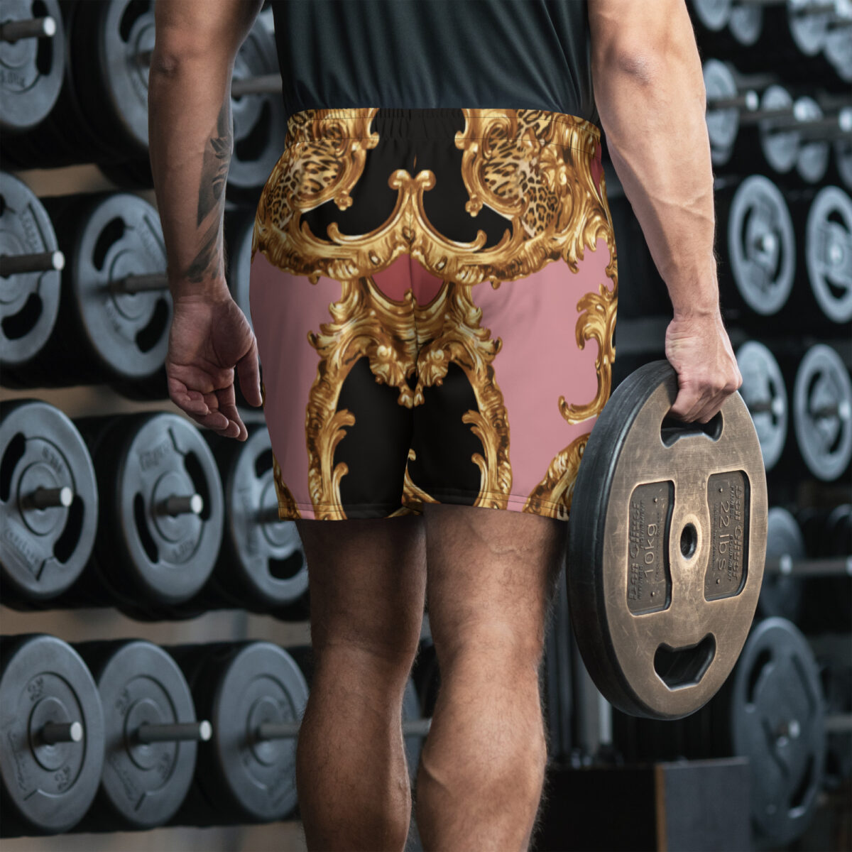 Men’s Athletic Long Shorts | Best Gym Workout Running Sports Active Training Exercise Shorts | Pink Gold - Image 2