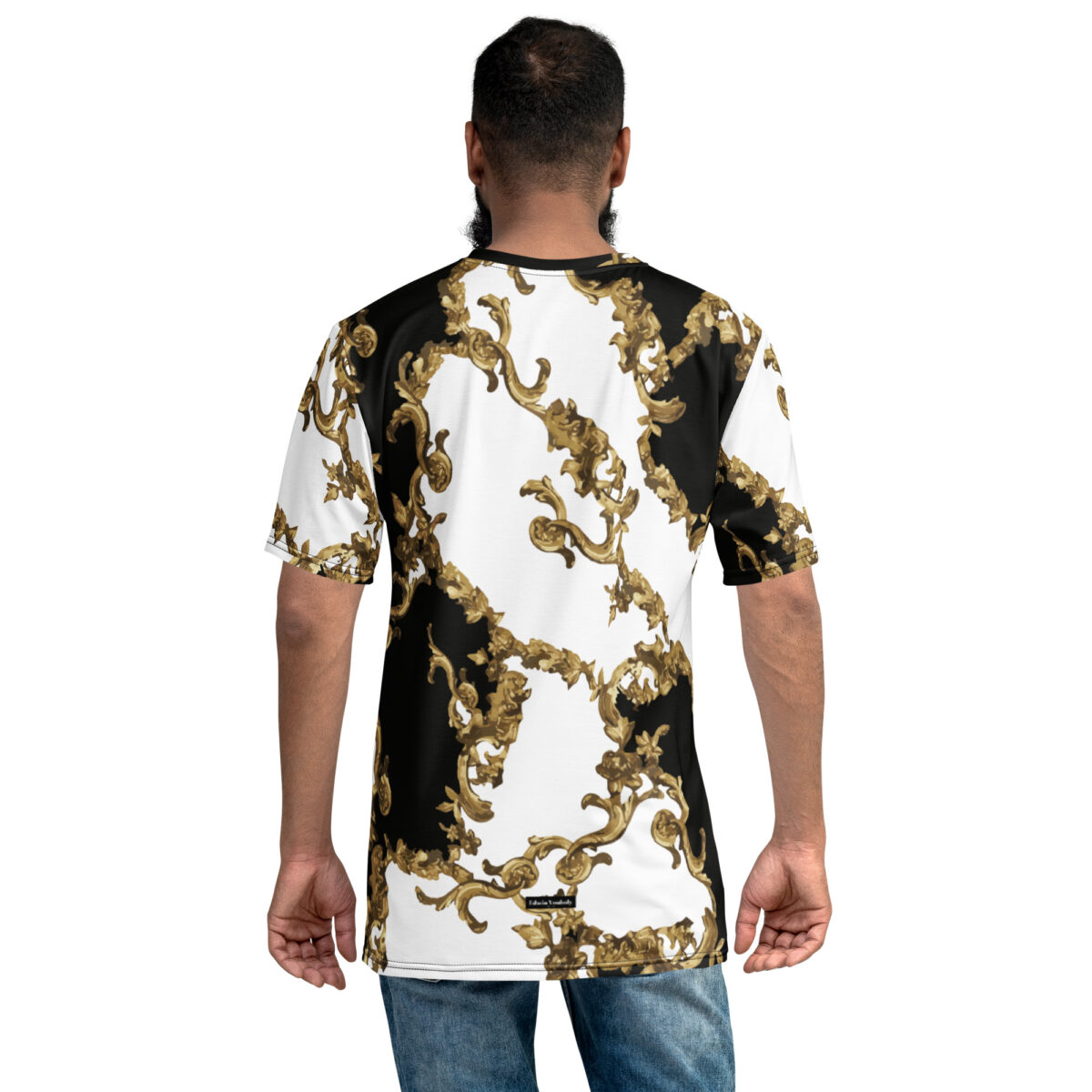 Men’s Designer T-Shirt | Cool Graphic Casual Tees For Men | White Black Gold Printed - Image 2