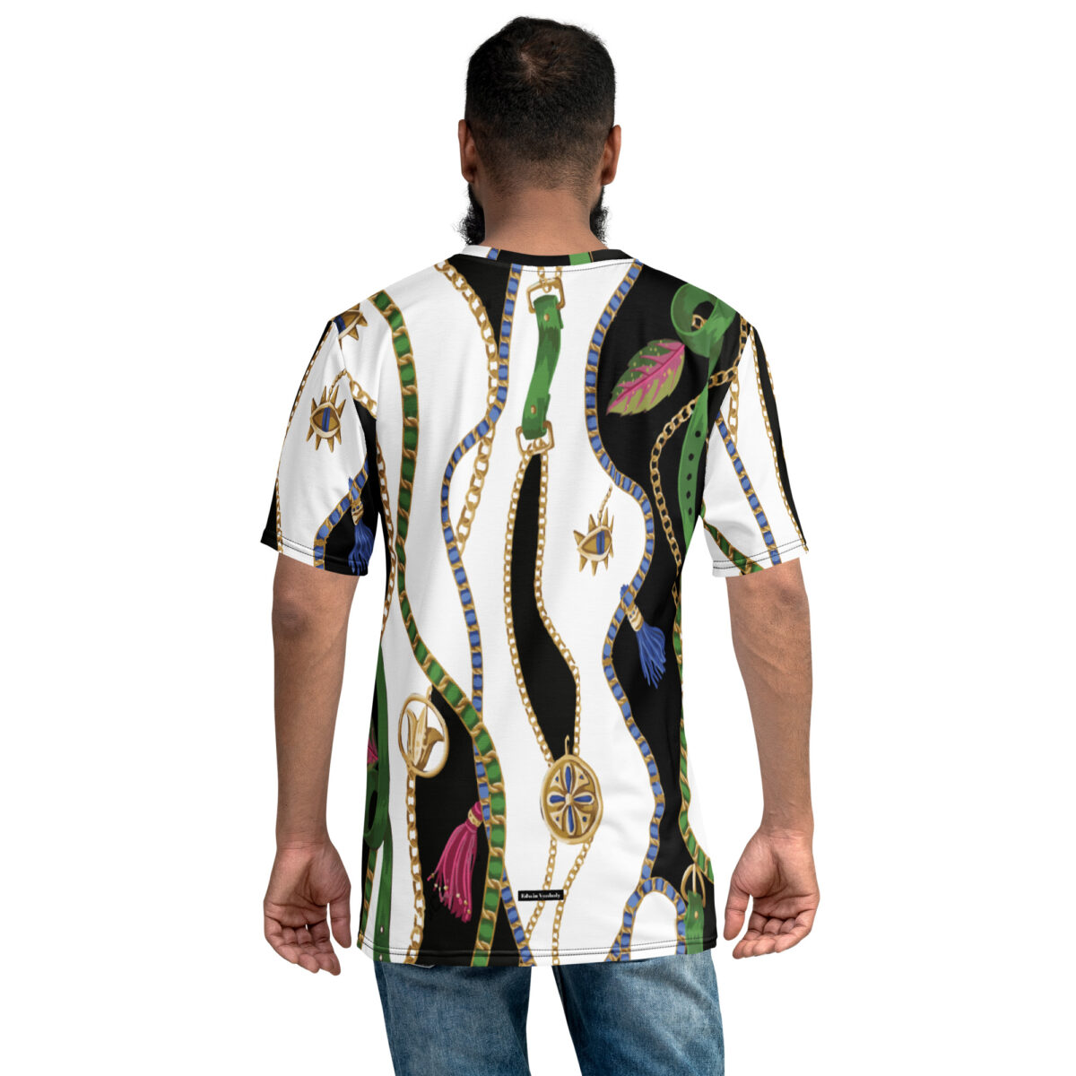 Men’s Designer T-Shirt | Cool Graphic Casual Tees For Men | White Black Floral Printed - Image 2