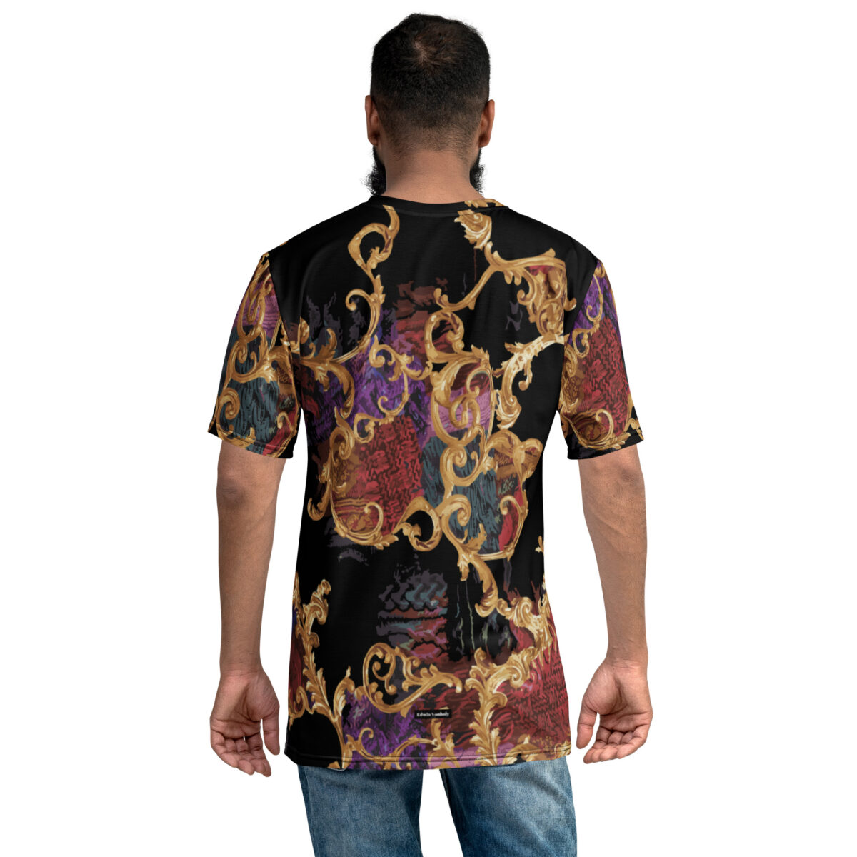 Men’s Designer T-Shirt | Cool Graphic Casual Tees For Men | Black Gold Red Printed - Image 2