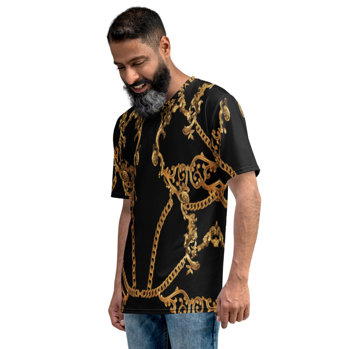 Men’s Designer T-Shirt | Cool Graphic Casual Tees For Men | Black Gold Printed - Image 3