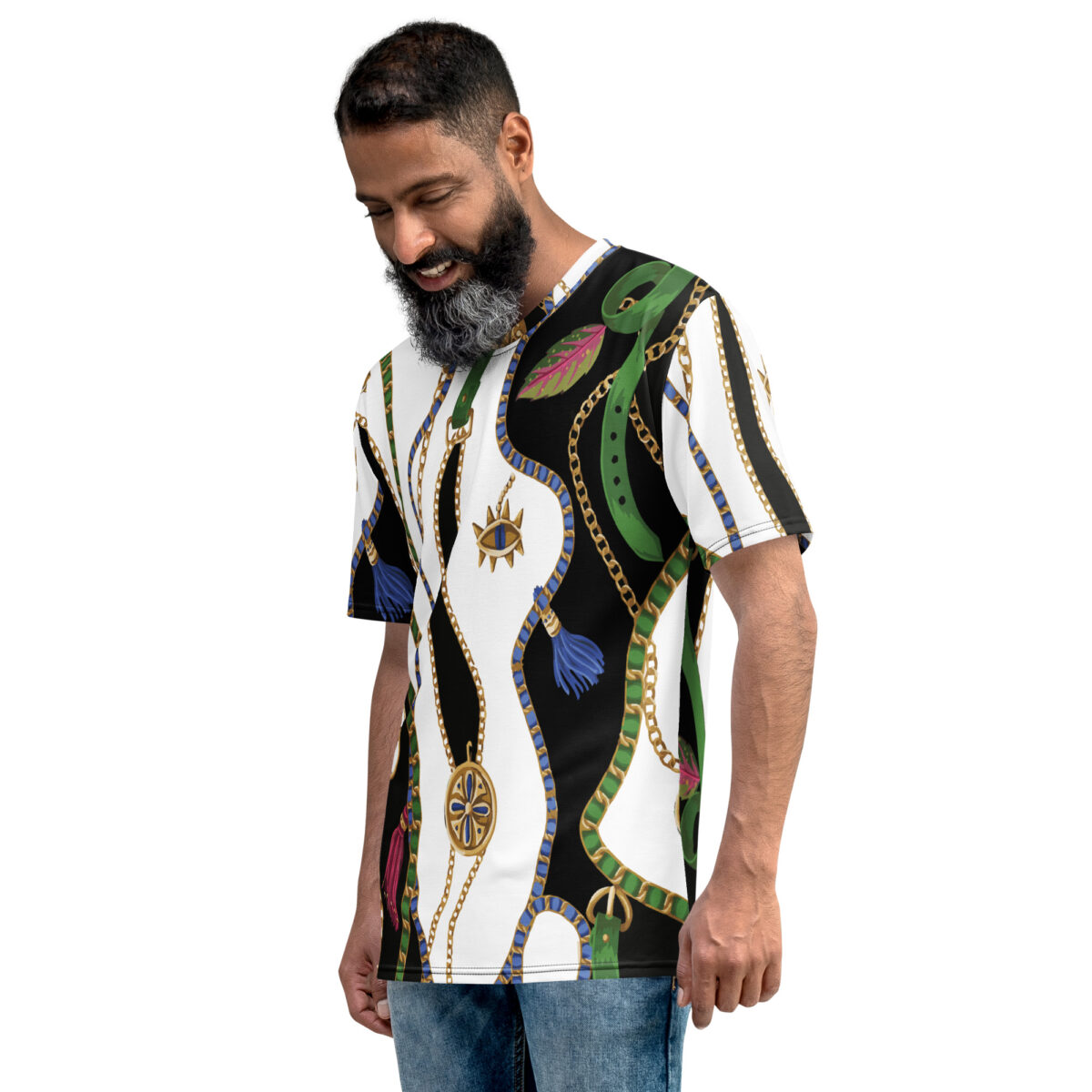 Men’s Designer T-Shirt | Cool Graphic Casual Tees For Men | White Black Floral Printed - Image 3
