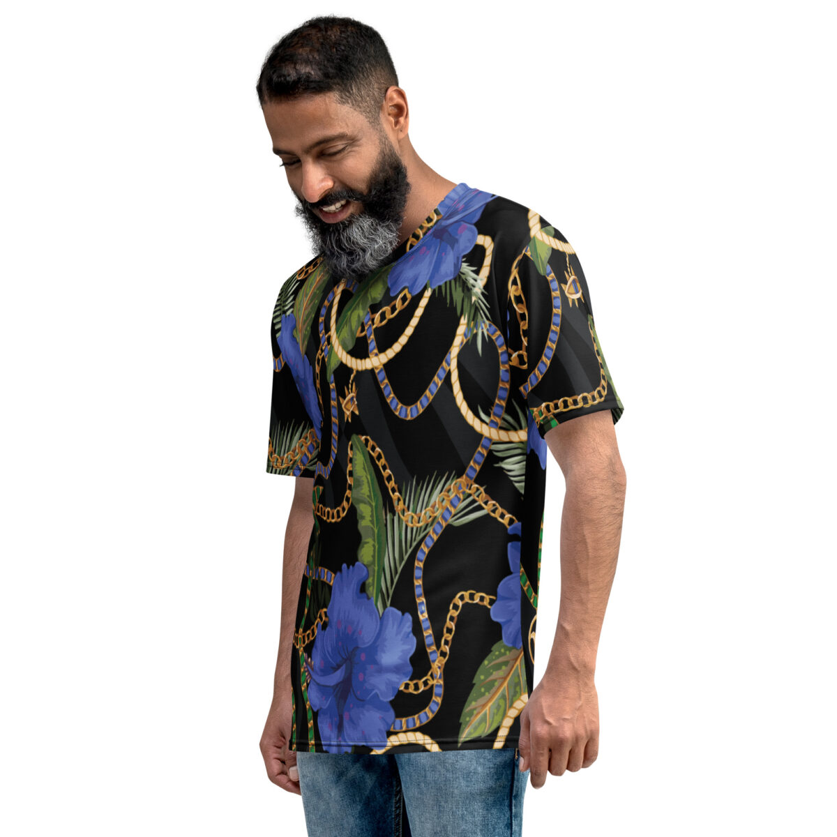 Men’s Designer T-Shirt | Cool Graphic Casual Tees For Men | Black Floral Printed - Image 3