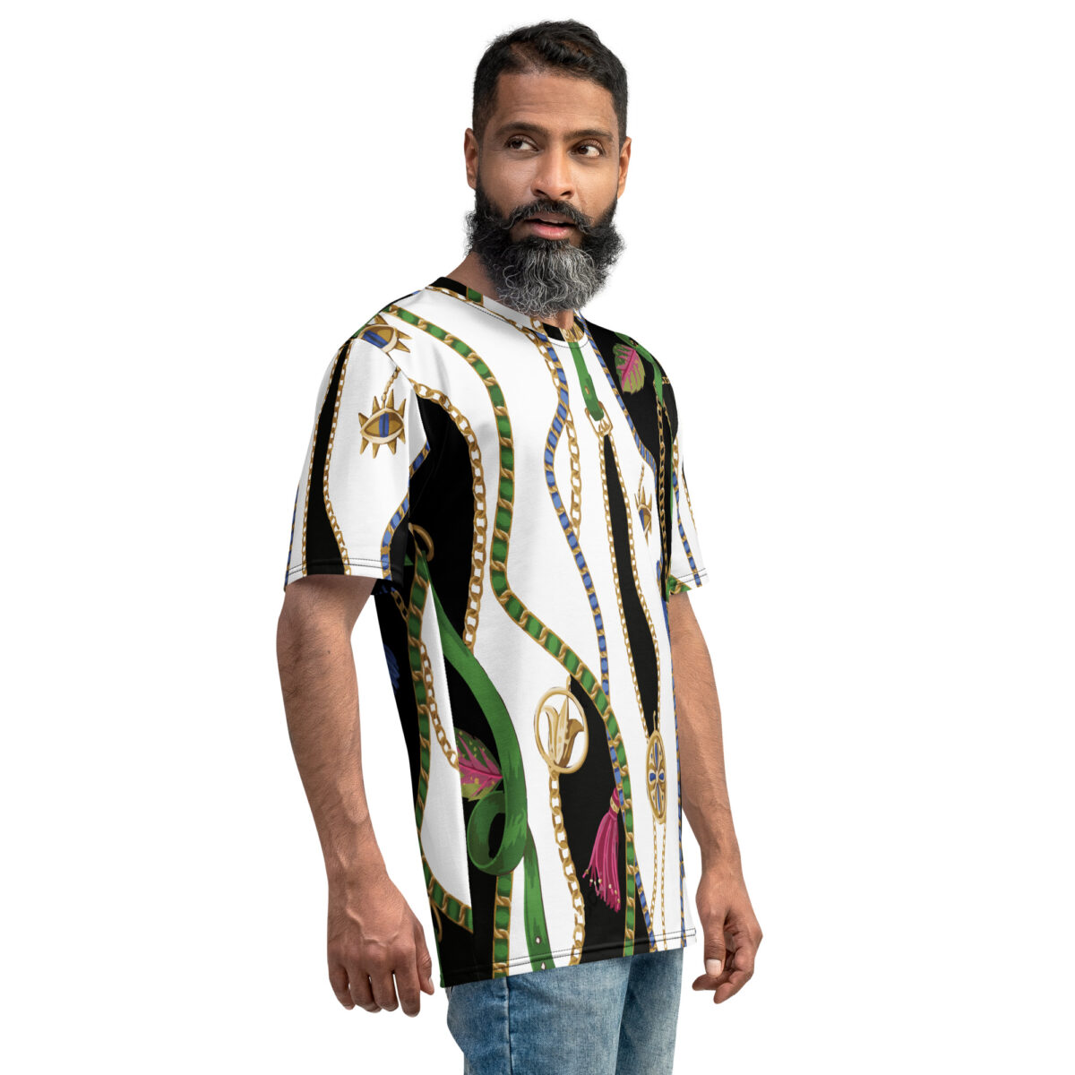 Men’s Designer T-Shirt | Cool Graphic Casual Tees For Men | White Black Floral Printed - Image 4