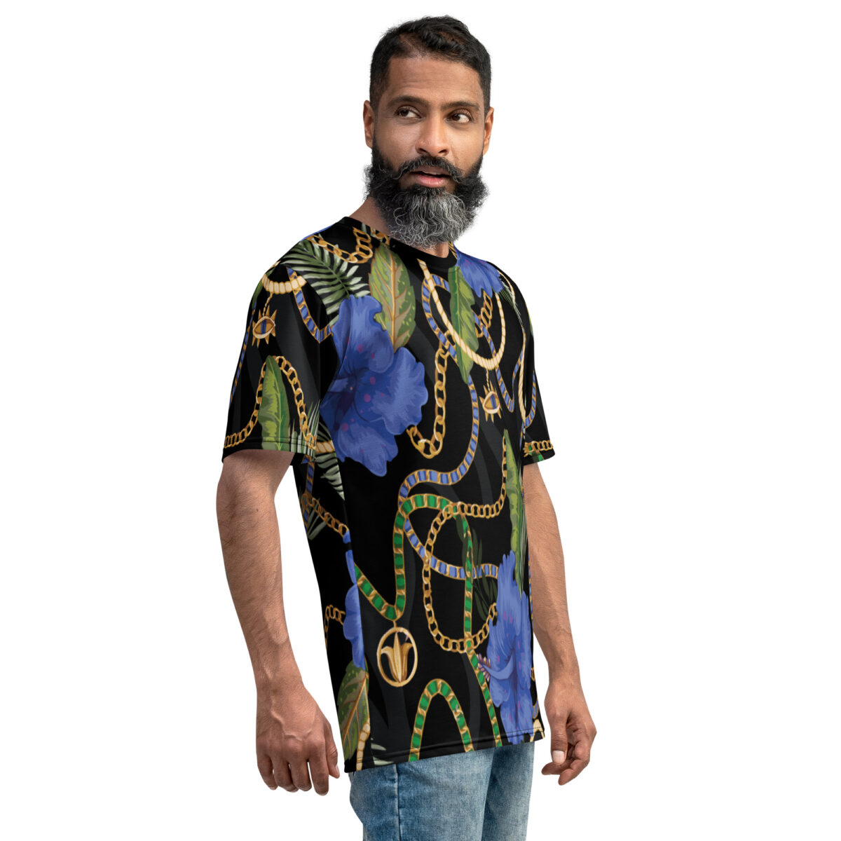Men’s Designer T-Shirt | Cool Graphic Casual Tees For Men | Black Floral Printed - Image 4