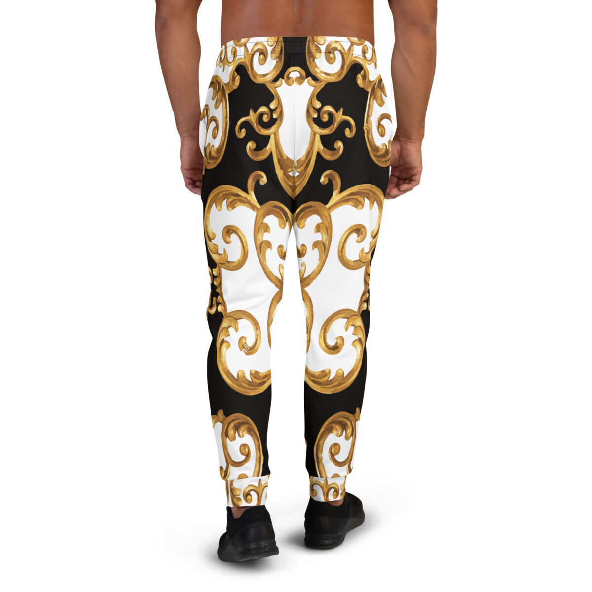 Men’s Joggers Sweatpants | Track Sweat Pants Jogging Athletic Workout Graphic Designer Pants | White Black Gold - Image 4