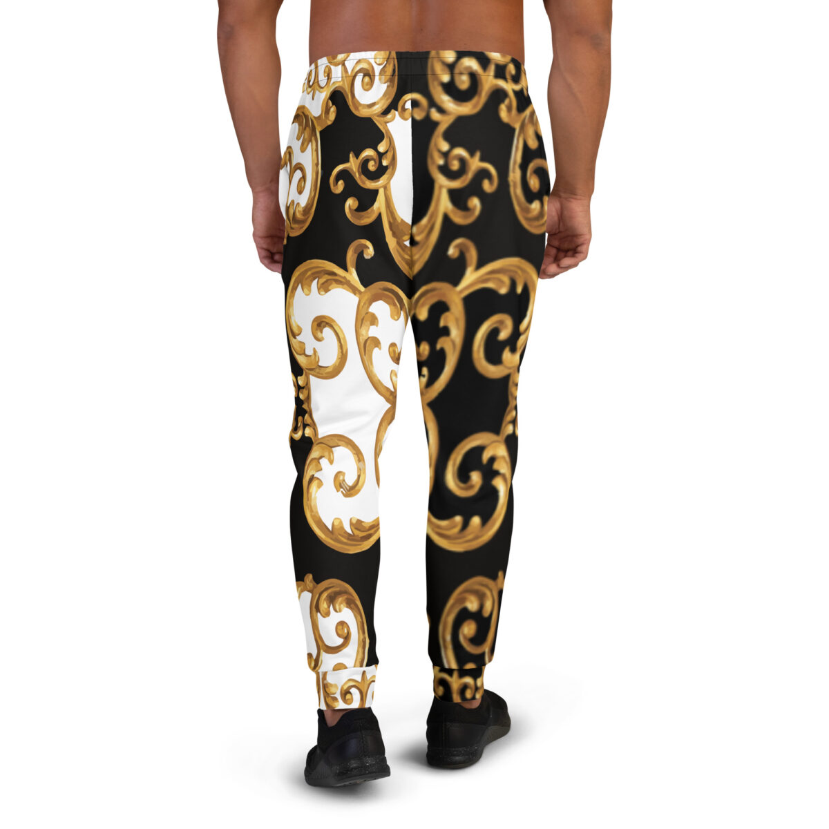 Men’s Joggers Sweatpants | Track Sweat Pants Jogging Athletic Workout Graphic Designer Pants | Black White Gold - Image 4