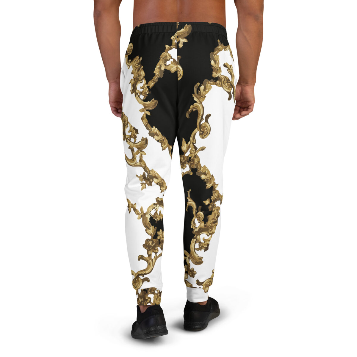 Men’s Joggers Sweatpants | Track Sweat Pants Jogging Athletic Workout Graphic Designer Pants | White Black Gold - Image 4