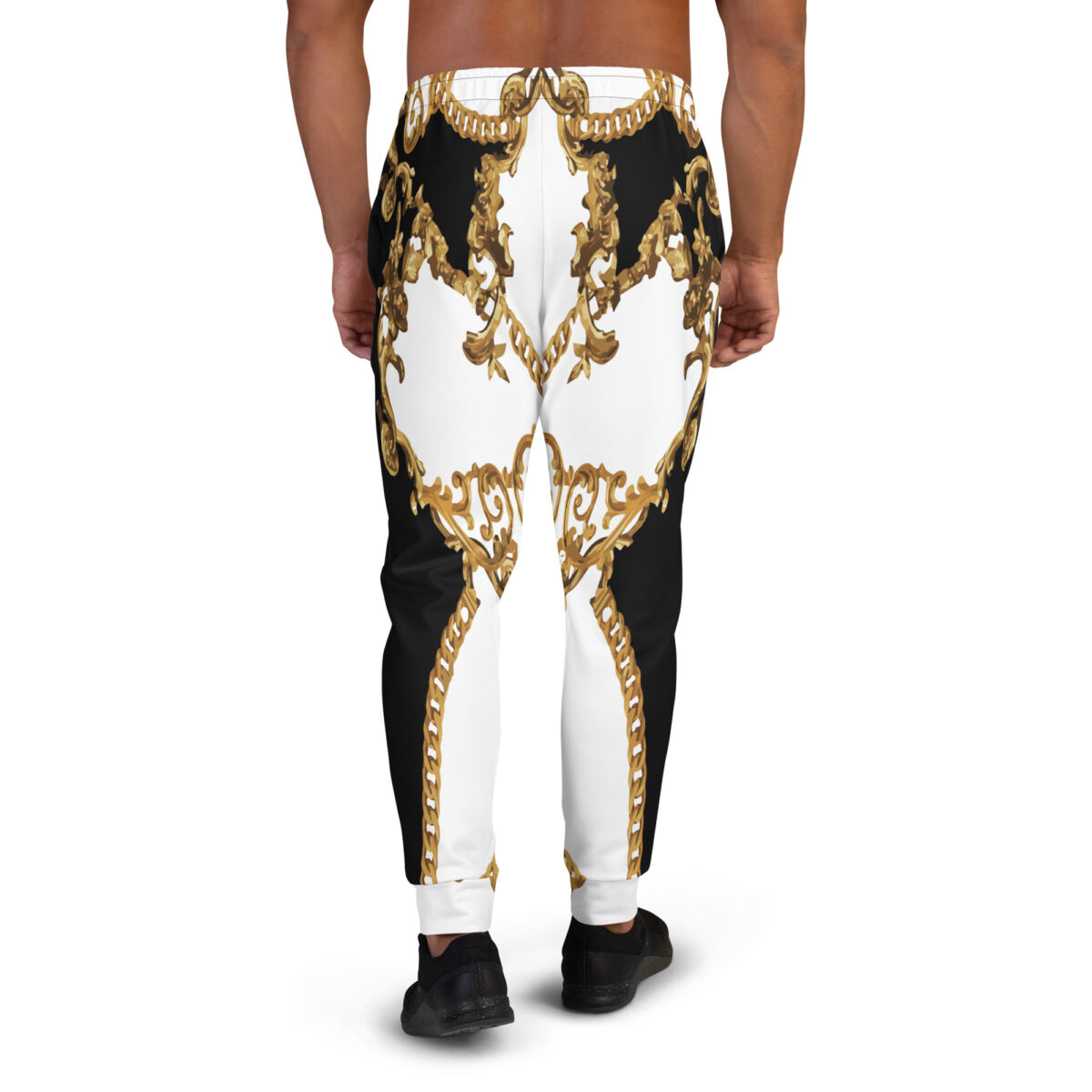 Men’s Joggers Sweatpants | Track Sweat Pants Jogging Athletic Workout Graphic Designer Pants | White Black Gold - Image 4
