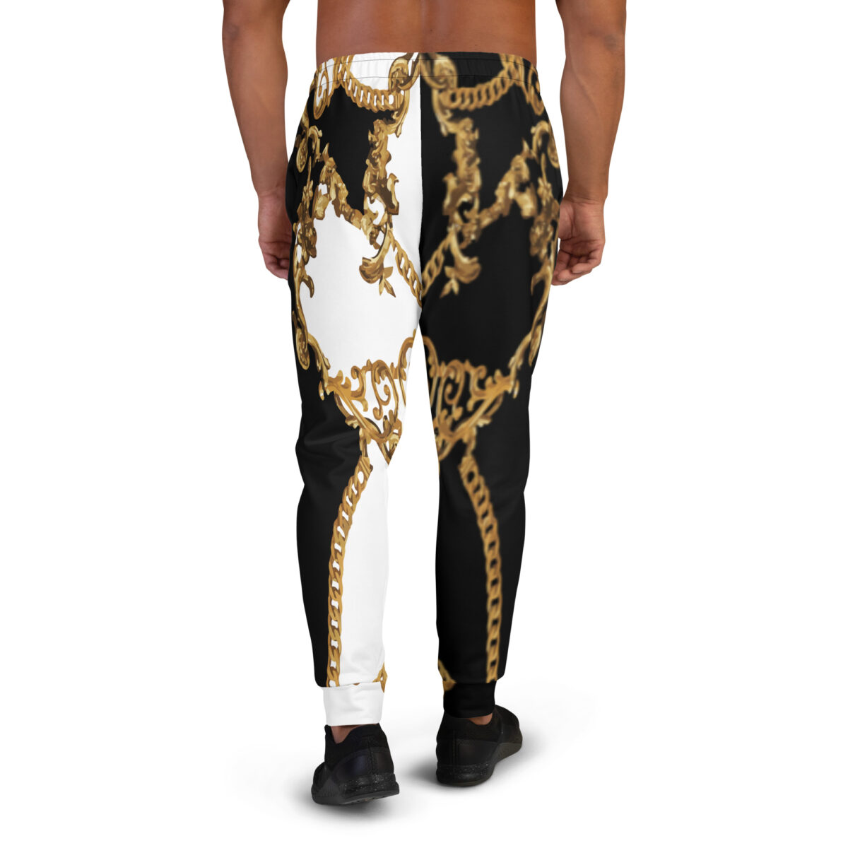 Men’s Joggers Sweatpants | Track Sweat Pants Jogging Athletic Workout Graphic Designer Pants | Black White Gold - Image 4